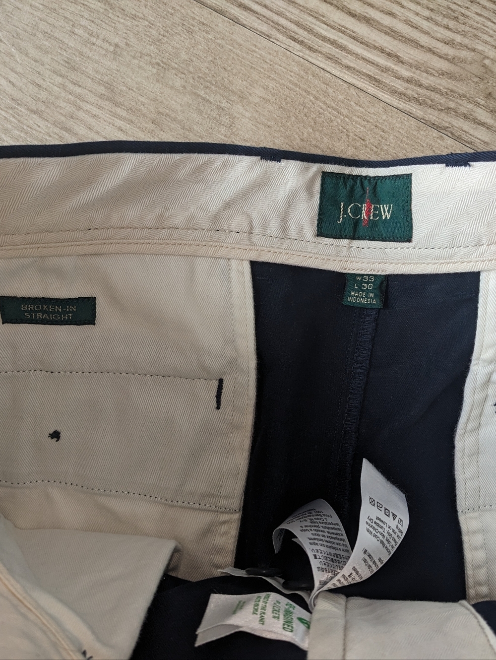 J. Crew Broken In Straight Cotton Chino Pants Newport Navy 33x30 - Picture 3 of 6